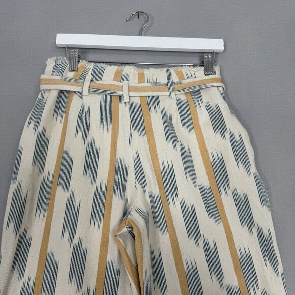 Current Air Womens Pants Small Beige Aztec Paper Bag Wide Leg Crop Boho Hippie - Picture 10 of 14